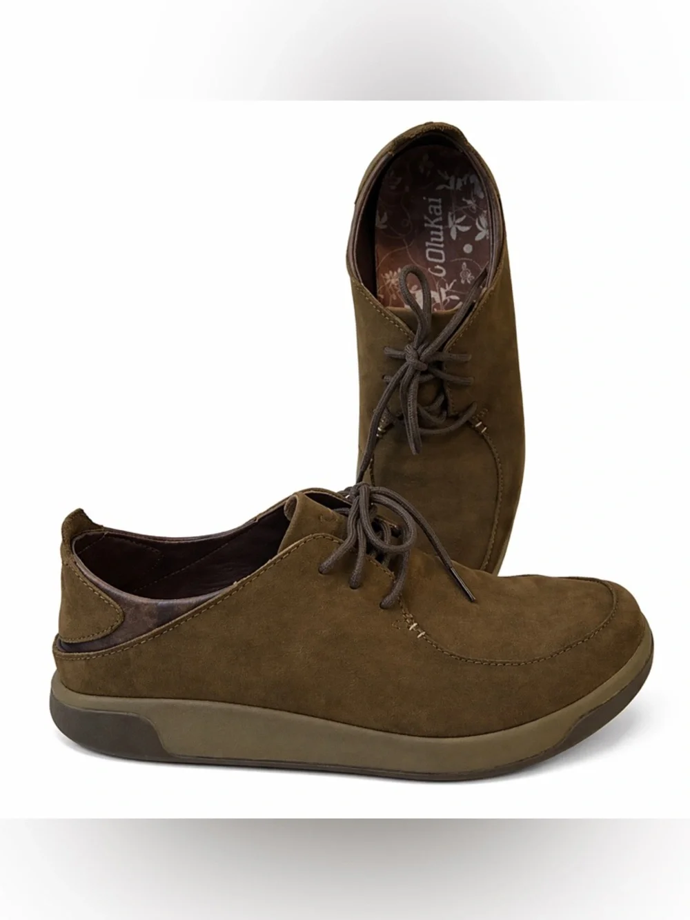 OLUKAI Men's Loli'l Li Ray/Ray Brown Suede Sneakers Oxfords 9.5
